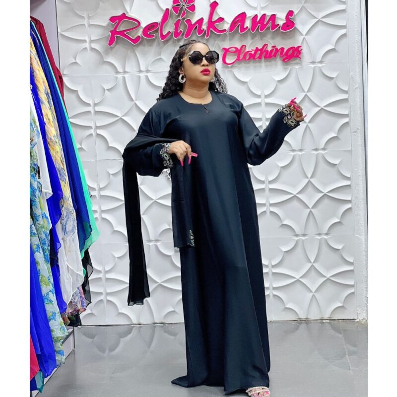 Starry Night Abaya (Black) Embellished with Silver Stones