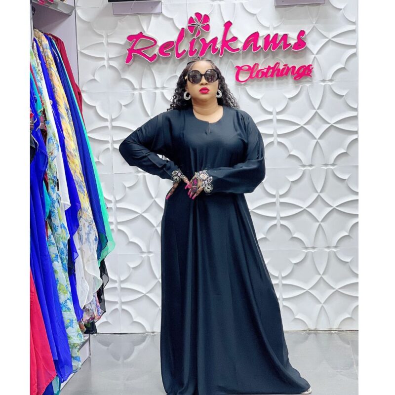 Starry Night Abaya (Black) Embellished with Silver Stones - Image 2