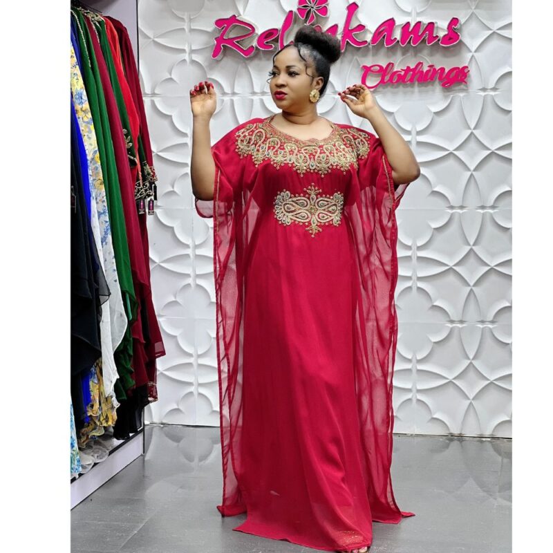 Burgundy Beauty Short-Sleeved Indian Dress