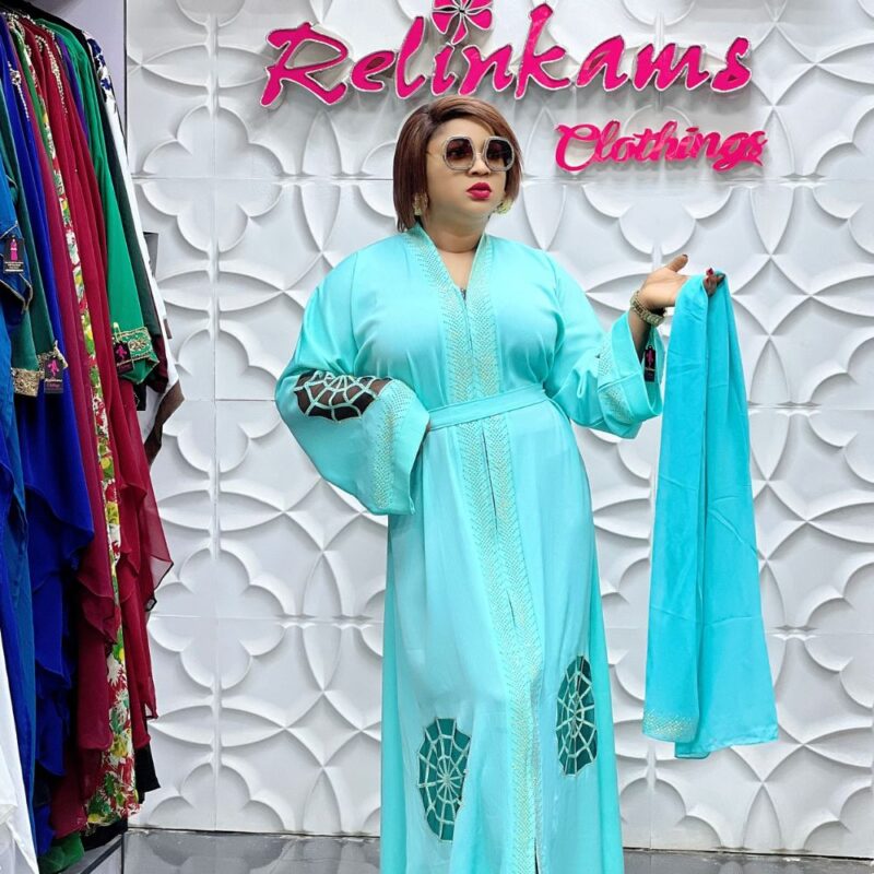 Emerald Green Abaya with Intricate Embroidery