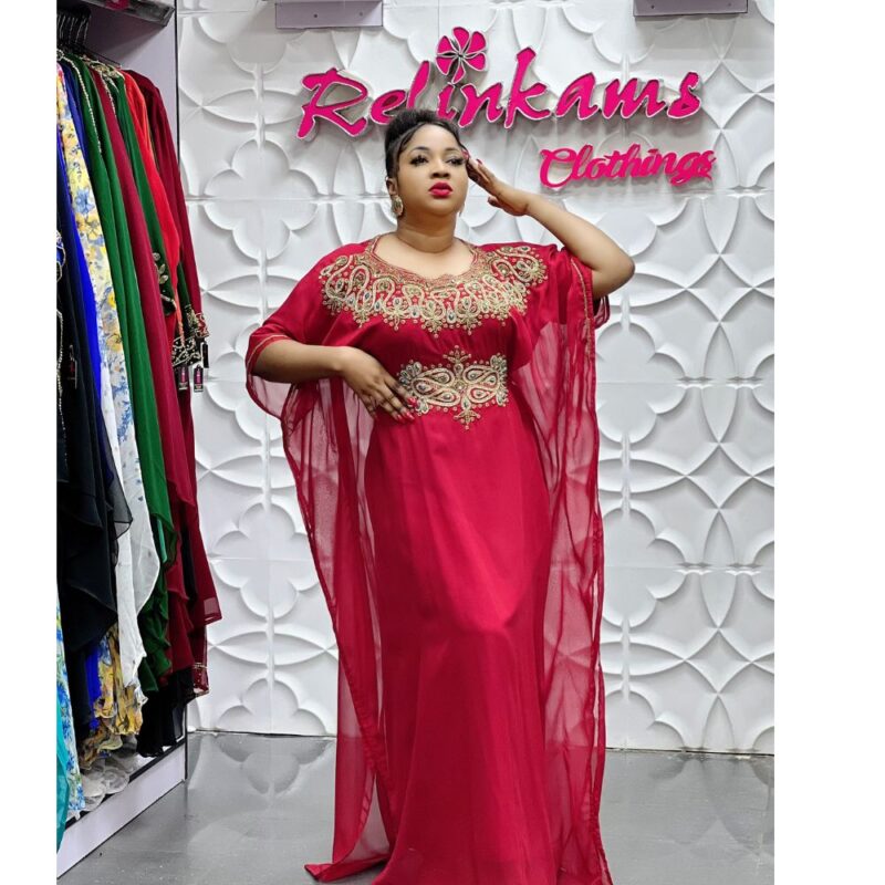 Burgundy Beauty Short-Sleeved Indian Dress - Image 2