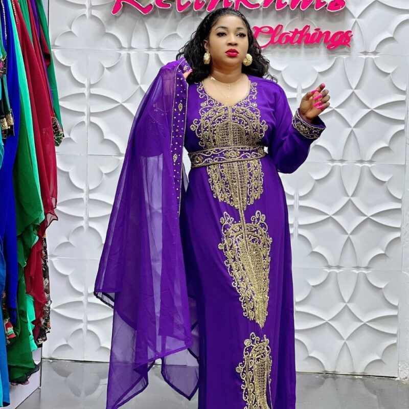 Royal Lavender Indian Dress with Veil and Belt