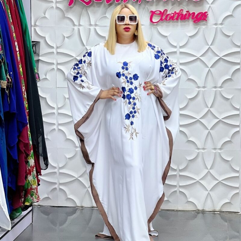 Snowy Elegance Bubu Abaya with Embroidery